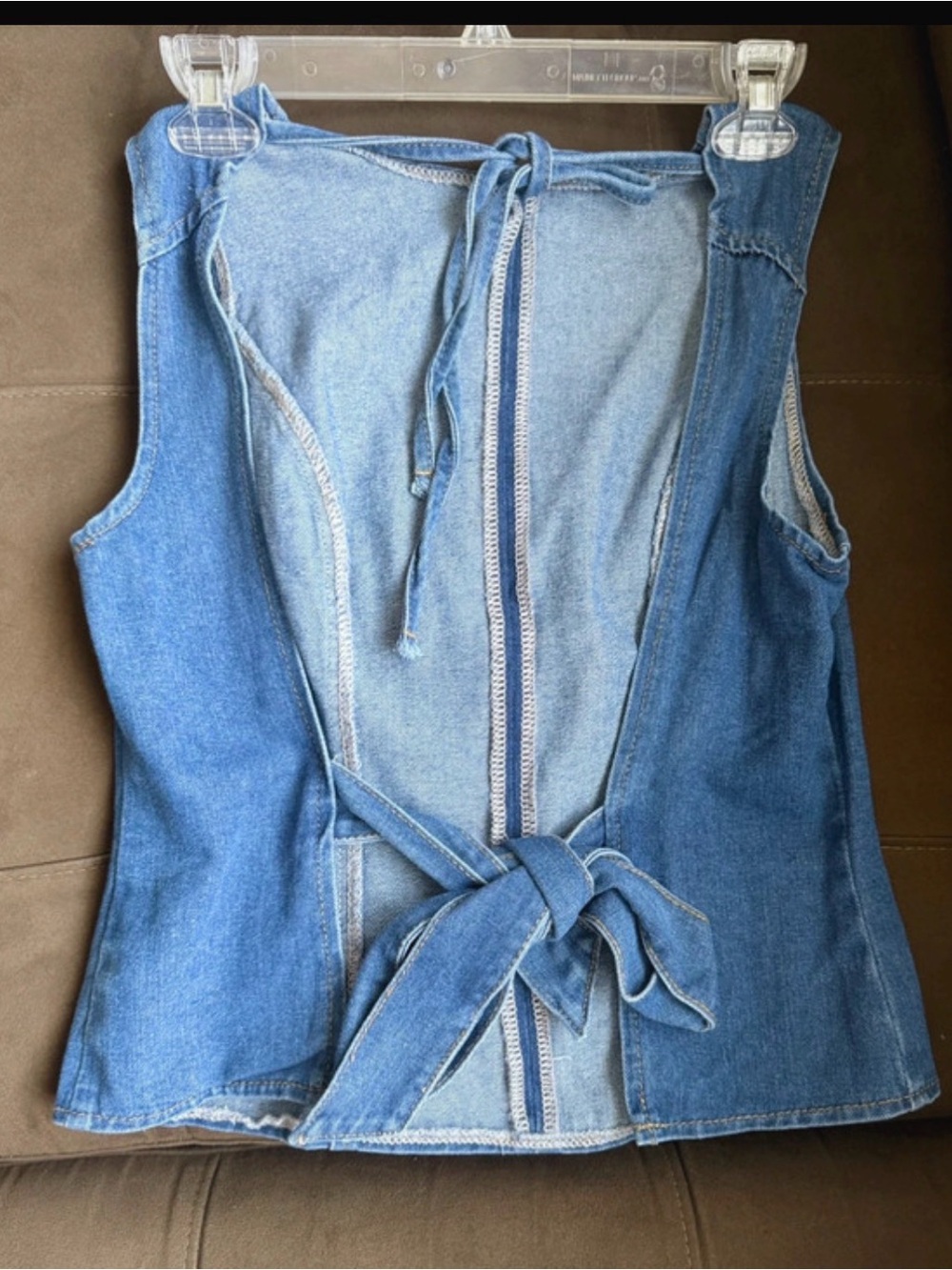 Denim Tie-Back Sleeveless Top - Blue